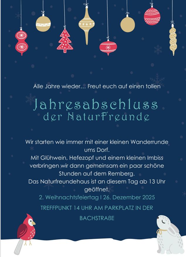 Naturfreunde Jahresabschluss Einladung 2025